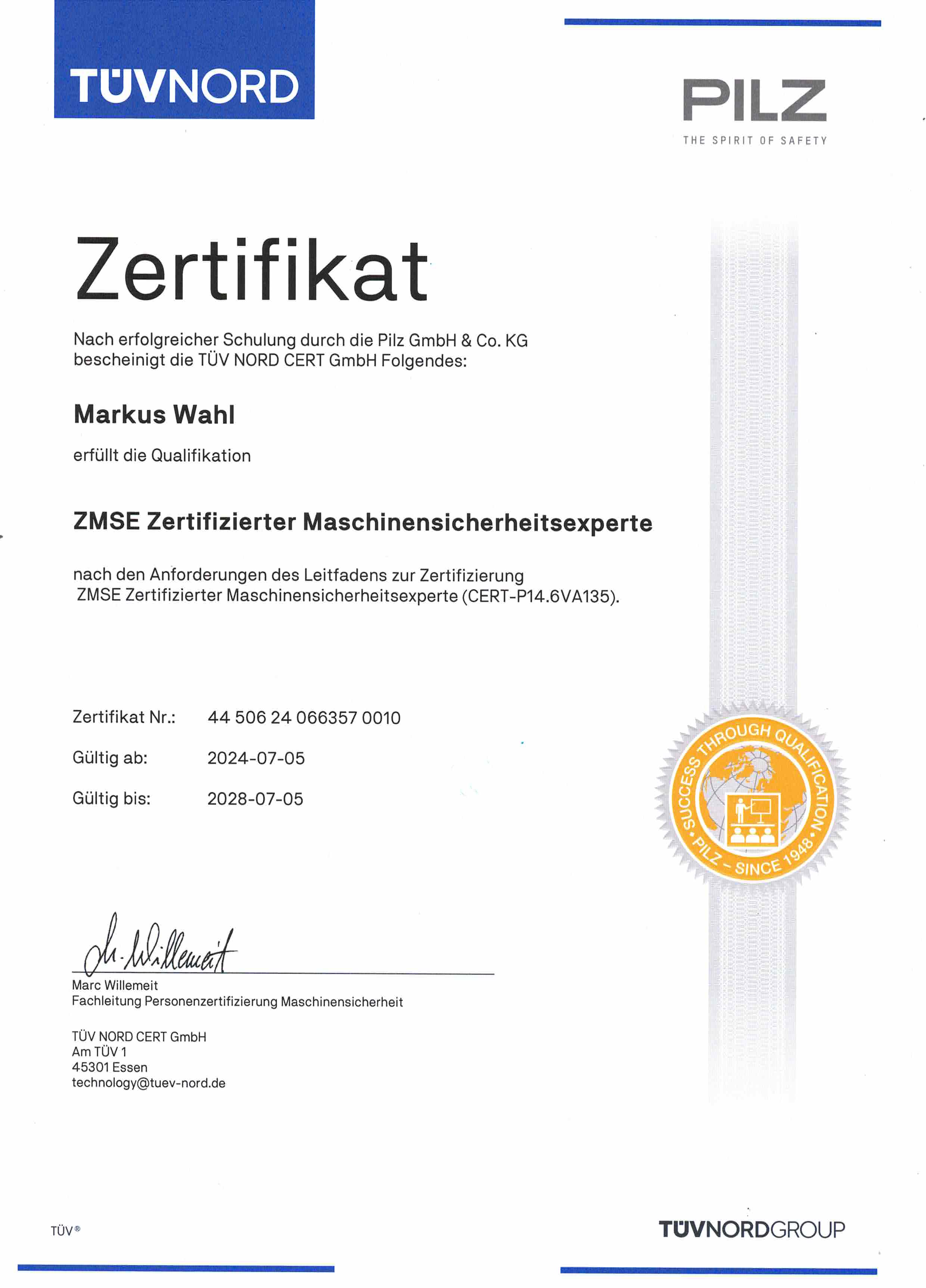 Zertifikat Detailansicht